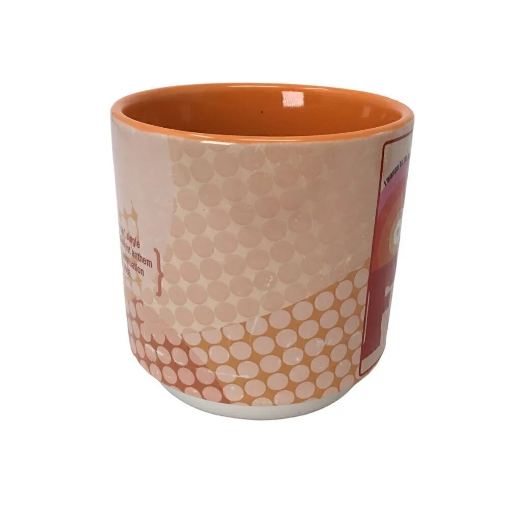 Girls Just Wanna Have Fun Song Mug Cyndi Lauper 1979 Sony Orange Coffee Cup